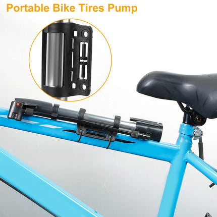 Mini Bike Portable Bicycle Tire Inflator Ball Air W Mount Frame For Mountain Road Bike