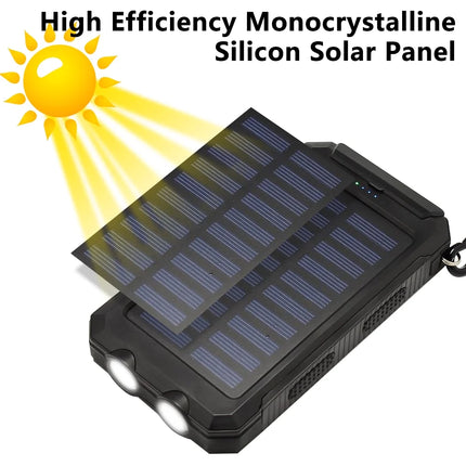 20000Mah Solar Charger for Cell Phone,  Portable Solar Power Bank with Dual 5V USB Ports, 2 Led Light , Compass Battery Pack for Outdoor Camping Hiking