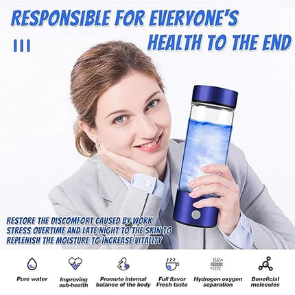 420Ml Hydrogen Water Bottle Generator Hydrogen Water Machine for Home and Office, Blue