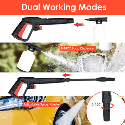 1Pc Electric High Pressure Washer 1740PSI  Powerful Car Washer Pressure Cleaner With Adjustable Spray Nozzle Soap Dispenser IPX5 Waterproof For Patio Garden Driveway