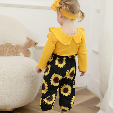 Baby Girl Clothes Toddler Clothes for Girls Winter Ruffle Tops Pants with Headband 12-18 Month Girl Clothes Outfits Cute Fall Spring Set