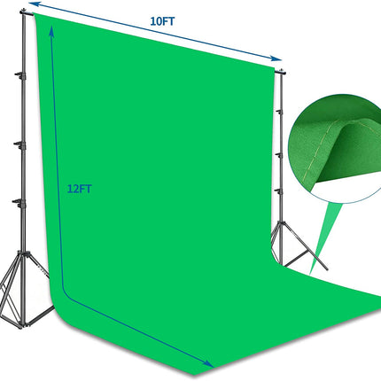 Photo Video Studio 8.5 X 10Ft Green Screen Backdrop Stand Kit, Photography Background Support System with 10 X12Ft 100% Cotton Muslin Chromakey Backdrop