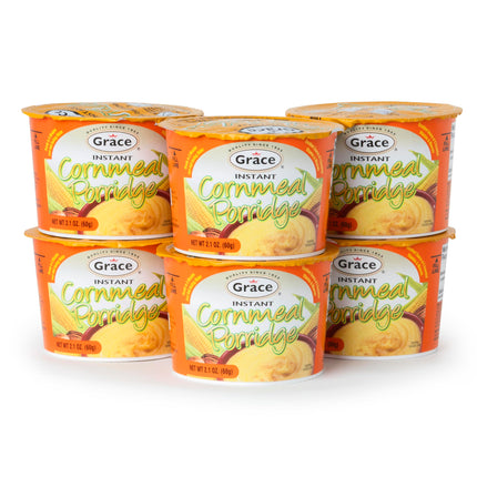 Grace Instant Cornmeal Porridge 12 Pack- 2.1oz Each - Jamaican Hot Cereal - Quick Breakfast Mix - Ready in Minutes