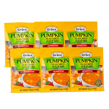 Grace Pumpkin Flavored Soup Mix 1.59oz - 6 Pack Homestyle Jamaican Soup Mix - Great for Caribbean Curry Soup