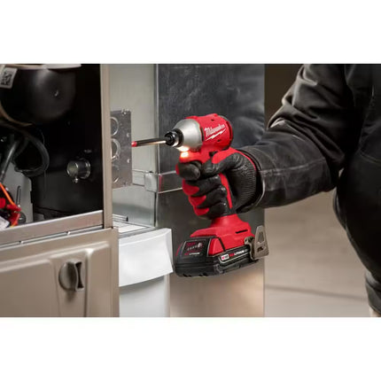 M18 18-Volt Lithium-Ion Compact Brushless Cordless 1/4 In. Impact Driver Kit with One 2.0 Ah Battery, Charger & Tool Bag