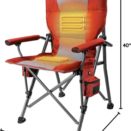 - Terrain Portable Heated Camping Chair - Outdoor Folding Chair with Heated Filling - Winter Camping Essential - 3 Heat Settings (Flare)