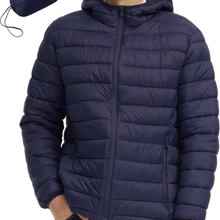 Men'S Winter Jacket Hooded Lightweight Winter Coat Packable Puffer Jacket