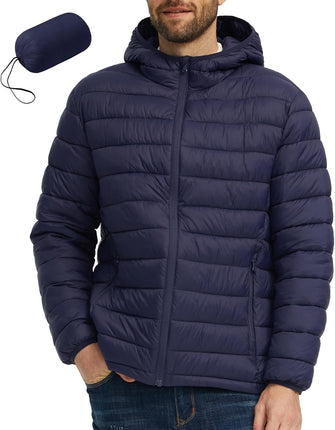 Men'S Winter Jacket Hooded Lightweight Winter Coat Packable Puffer Jacket