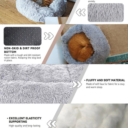 Cat Bed for Indoor Cats,Dog Beds for Small Dogs,  Small Dog Bed, Soft Long Plush Cushion Washable Pet Bed ,Self-Warming Square Cat Bed Anti-Slip Bottom Cushion (22 X 18 X 8 Inch, Gray)