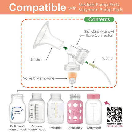 Breast Pump Kit Compatible with Medela Pump in Style Advanced Pump; 2Xtwo-Piece 19Mm Breastshield, 2 Valve, 4 Membrane, 2 Replacement Tubing; Replacement Part for Medela Shield, Medela Valve