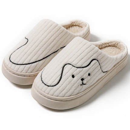 Striped Cat Slippers Indoor Couple Non-slip Floor Bedroom Slipper Winter Warm Plush House Shoes Women Men