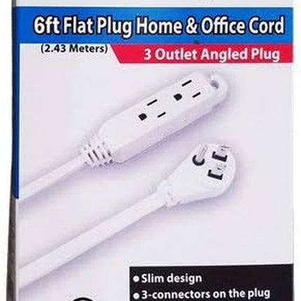 EC1606AUL Flat Angle Plug Extension Cord with 3-Outlet, 3-Prong, 6-Foot, 12-Pack