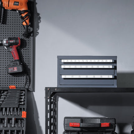 Drill Bit Dispenser Cabinet, Three-Drawer Drill Bit Organizer Cabinet, Steel Drill Dispenser Organizer Cabinet With Labels, Stackable Drill Dispenser For Drill Bit Storage