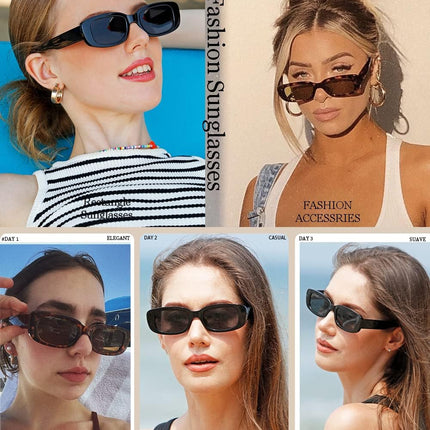 Rectangle Sunglasses for Women Men Trendy Retro Fashion Sunglasses UV 400 Protection Square Fram