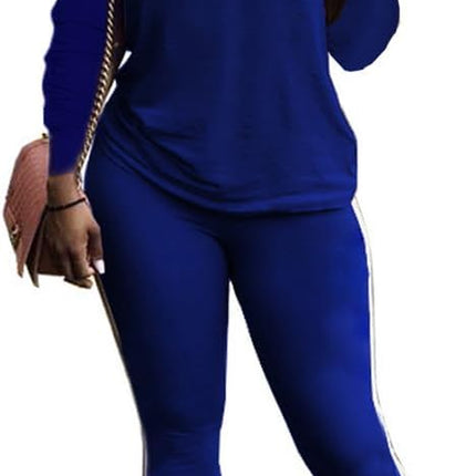 2 Piece Outfits for Women Letter Print Long Sleeve Tshirt Top and Long Pants Sets Tracksuits plus Size Jogging Sets