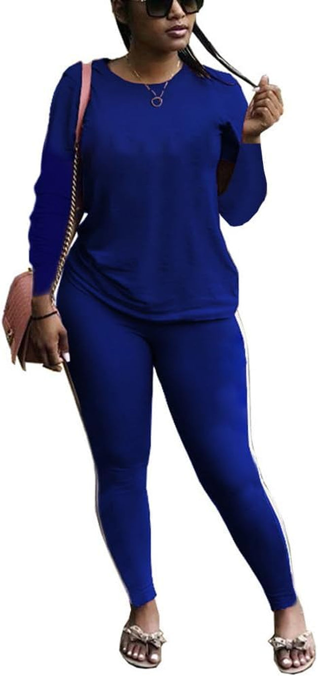 2 Piece Outfits for Women Letter Print Long Sleeve Tshirt Top and Long Pants Sets Tracksuits plus Size Jogging Sets