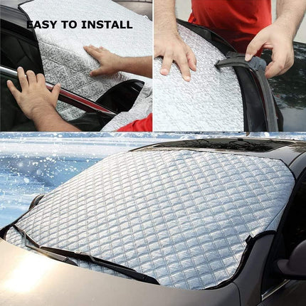 Car Windshield Cover, Heavy Duty Ultra Thick Protective Windscreen Cover - Snow Ice Frost Sun UV Dust Water Resistent - Pefect Fit for Cars Suvs All Years Summer/Winter