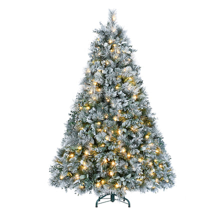 4FT Snow Flocked Christmas Tree Premium Artificial Christmas Tree With 404 Mixed PE Leaves & Tips, Small Realistic Full Pine Unlit Faux Xmas Tree With Snow For Home Office Holiday Decor