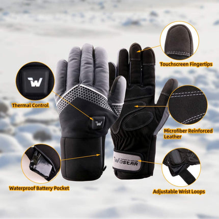 Electric Heated Gloves for Men Women with 3 Heating Levels Heated Gloves Touchscreen Waterproof Skiing Snowboarding Gloves