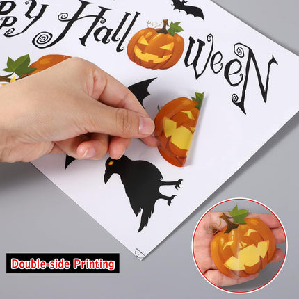 Halloween Window Clings Cute Halloween Window Stickers Pumpkins Bats Spiders Halloween Decoration for Glass Home Party Office School 9 Sheets Party Supplies