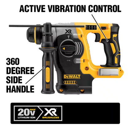 20V MAX XR Cordless Brushless 1 In. SDS plus L-Shape Rotary Hammer, (1) 20V Lithium-Ion 5.0Ah Battery, and Charger