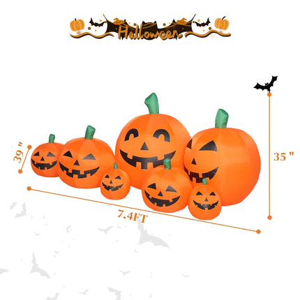 7 FT Halloween Inflatables Pumpkin, Halloween Decoration 7 Blow up Pumpkins W/ Build-In Leds for Halloween Party