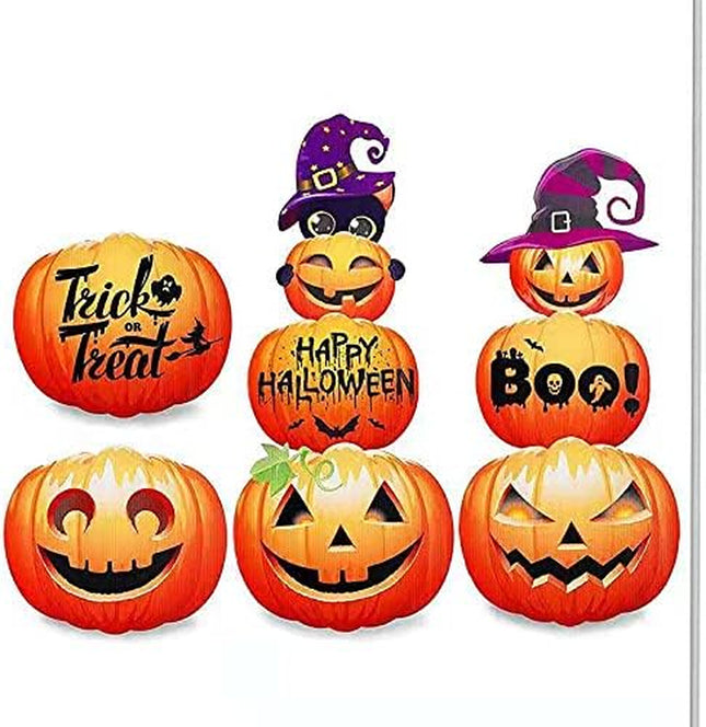 Halloween Pumpkin & Ghost Stake Decorations Outdoor , Scary Yard Signs Lawn Prop Decorations, Trick or Treating Spooky Halloween Corrugated Outdoor/Indoor Party Decor (8 Pieces)