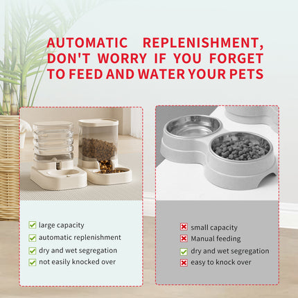Separable Pet Food And Water Dispenser - Large Capacity Automatic Replenishment, Worry Free For Short-term Outdoor Meals
