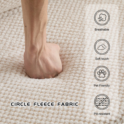 Compression Mahjong Sofa,Convertible Floor Sofa Bed,DIY Boneless Modular Sectional Sofa,No Assembly Required,Circle Fleece Fabric,Modern Oversized Loveseat,White