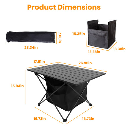 1Pc Foldable Camping Table With Storage Basket Rustproof Portable Aluminum Alloy Roll-Up Camping Table With Carrying Bag For Camping Hiking BBQ Picnic Fishing Fedex Shipping
