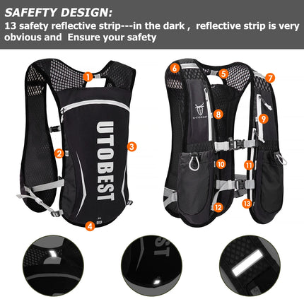 Running Backpacks Lightweight Hydration Pack Functional Running Vest 5L