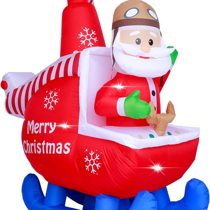 6Ft Christmas Inflatable Decorations Claus Blow up Built-In LED Outdoor Indoor Yard Lighted for Holiday Season, Quick Air Blown, 6 Feet High, Santa W/Helicopter