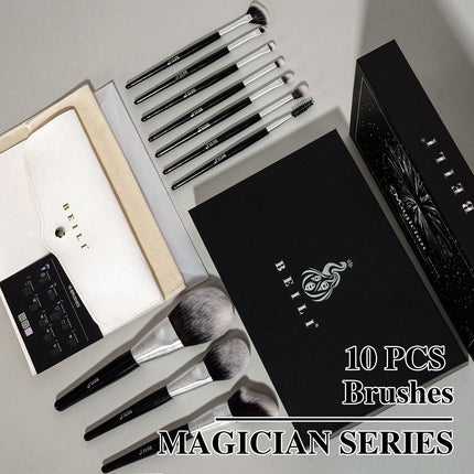 Beli 10pcs Professional Makeup Brush Set New Design Brushed Tube Makeup Brushes