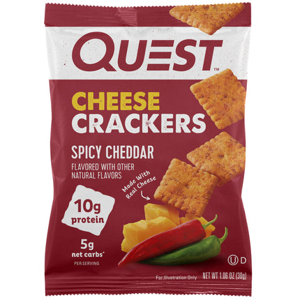 Quest Cheese Crackers, Spicy Cheddar Made with Real Cheese, High Protein, 1.06 Oz, 4 Count