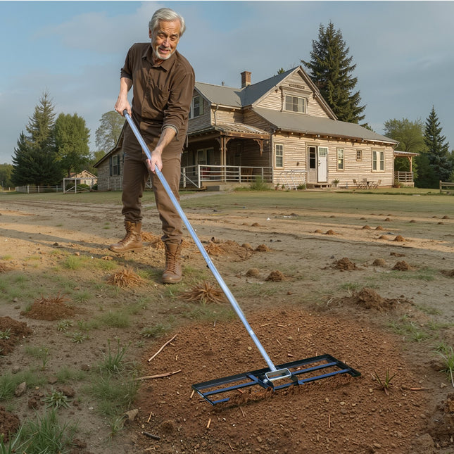 10x30in Lawn Leveling Rake Heavy Duty 83.9in Adjustable Handle For Yard & Garden