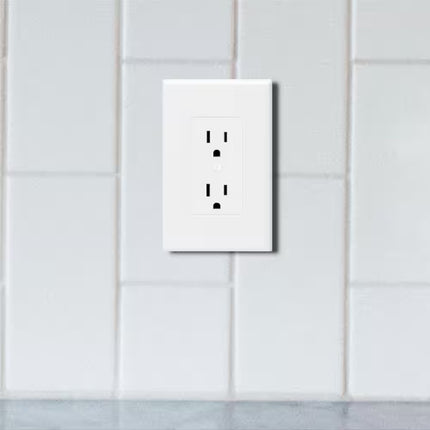 MASQUE White Polycarbonate 1-Gang Decorator Wall Plate, Wall Outlet Cover Plate for Electrical Outlet