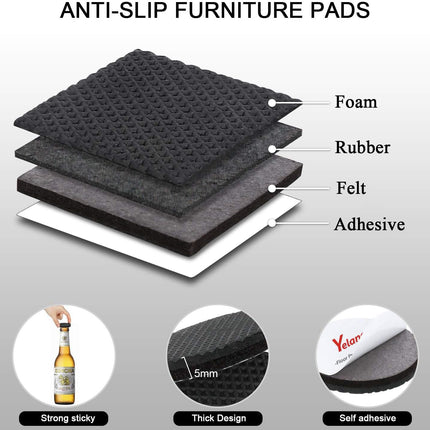 Non Slip Furniture Pads -24 Pcs 2’’ Furniture Grippers Hardwood Floors, Non Skid for Furniture Legs,Self Adhesive Rubber Feet, anti Slide Furniture Floors Protectors for Keep Couch Stoppers