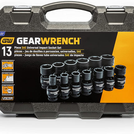 13 Piece 1/2" Drive 6 Point Standard Universal Impact SAE Socket Set | 84938N