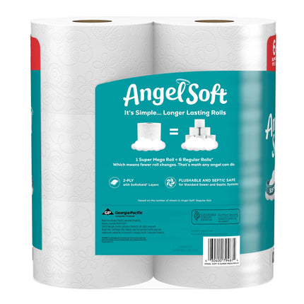 Toilet Paper, 6 Super Mega Rolls, 2-Ply Toilet Tissue