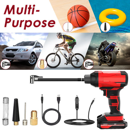 1Pc 150PSI Cordless Car Tire Inflator Rechargeable  2V Portable Electric Air Compressor With LED Light For Car Bike Motorcycle Ball