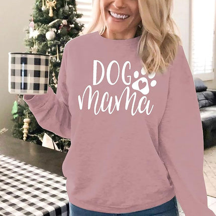 Dog Mom Sweatshirt Women Dog Mama Shirt Pullover Cute Dog Sweater Long Sleeve Letter Print Tshirt Tops