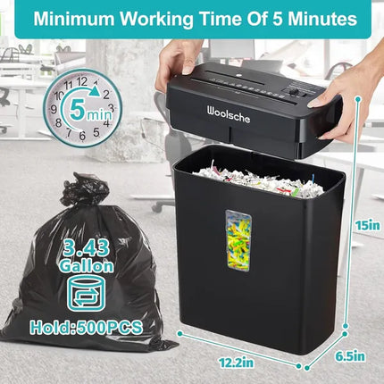 Woolsche Paper Shredder - 10-Sheet Cross Cut With 3.43-Gallon Basket - P-4 Security Level - 3-Mode Design - Shreds CD And Credit Card - Durable, Fast, And Jam Proof For H