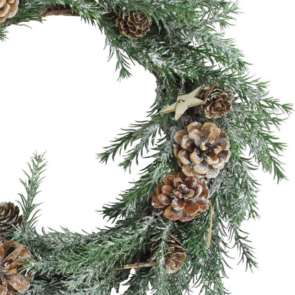 Pine Cones & Stars Christmas Wreath, 13.5", Brown