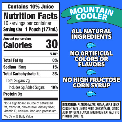 Mountain Cooler Naturally Flavored Fruit Juice Drink, 10 Ct Box, 6 Fl Oz Pouches