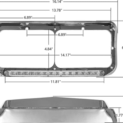 For Kenworth T400 T600 T800 W900B W900L Clear Headlight Bezel White LED Light