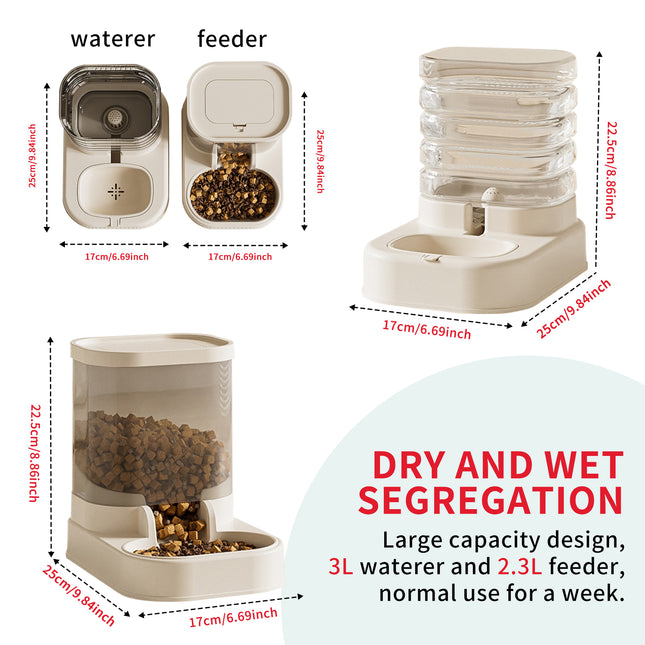 Separable Pet Food And Water Dispenser - Large Capacity Automatic Replenishment, Worry Free For Short-term Outdoor Meals