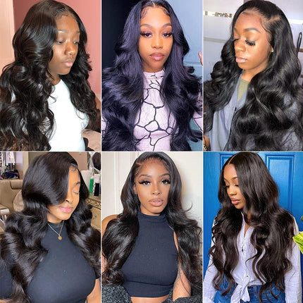 Lace Front Wigs Human Hair Body Wave Wigs 20 Inch Unprocessed Brazilian Virgin 13X4 HD Transparent Lace Wig Pre Plucked with Baby Hair Wig for Black Women Body Wave Frontal Wig Natural Color