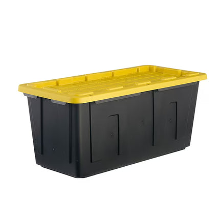 Commander Medium 15-Gallons (60-Quart) Black and Yellow Tote with Standard Snap Lid