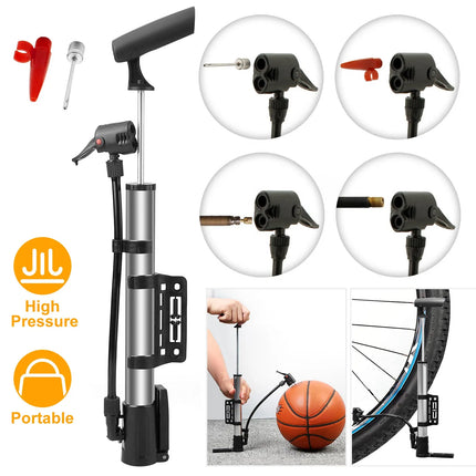 Mini Bike Portable Bicycle Tire Inflator Ball Air W Mount Frame For Mountain Road Bike