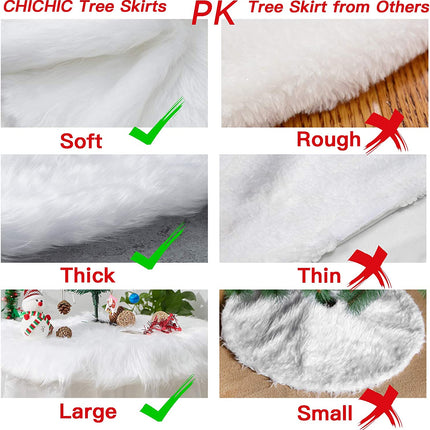 48 Inch Christmas Tree Skirt, Christmas Tree Plush Skirt，Christmas Tree Decorations for Merry Christmas Party Faux Fur Christmas Tree Skirt Decorations